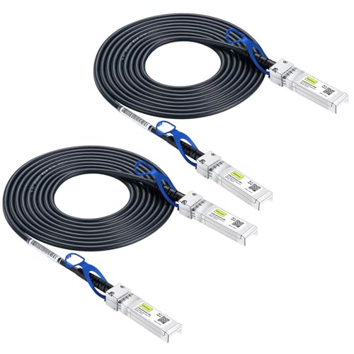 Image of 10Gtek 25G SFP+ DAC Cable - 25GBASE-CR SFP28 to SFP28 Passive Direct Attach Copper Twinax Cable for Cisco SFP-H25GB-CU5M, Ubiquiti UC-DAC-SFP28, Supermicro and More, 5-Meter(16.5ft), Pack of 2