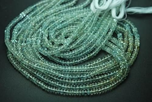 Aquamarine Smooth Polished Rondells 3.5-4mm pour enfiler des perles sans imperfection - 2