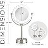 Zadro Lexington LED Lighted Makeup Mirror with Magnification Two-Sided Swivel Mirror with Lights for Makeup Desk Vanity (10X/1X, 12 W x 20 H, 10 Head, 7.5 Mirror, Satin Nickel)