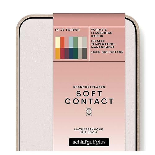 schlafgut Soft Contact Spannbettlaken bis 200x200cm, Sand Light aus 100% Biobaumwolle wärmend