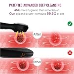 Silicone Face Scrubber Exfoliator Electric for Men Women, Rechargeable Facial Cleansing Brush with Wireless Charging Dock, Waterproof Sonic Vibrating Face Scrub Brush Cleanser for Exfoliating, Black - Image 3