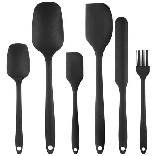 Zhujiehigh 6 Unidades Utensilios Cocina Silicona Antiadherente, Negro