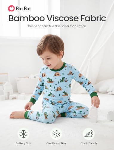 Image of PATPAT Toddler & Kids Pajama Sets with Bamboo Viscose, Snug Fit Pjs for Girls, All-Season Comfort Sleepwear, Ages 2-12 Years