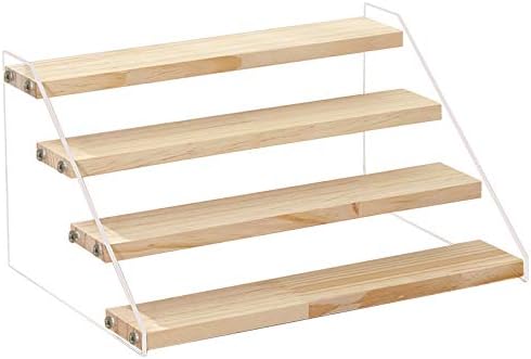 marunner Wood Display Stand, 4-Step Display Riser Wood Shelf Display Shelves for vendors,Pop Figures, Cupcakes, Perfumes or Candies