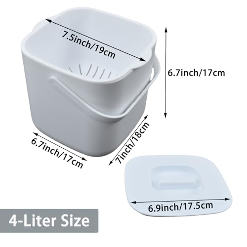 Contenedor de abono de cocina blanco de 4 litros con asas dobles 2