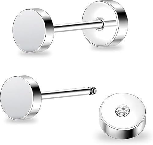 Image of 925 Sterling Silver Flat Disc Stud Earrings for Women, Hypoallergenic, Polished Finish, Screw Back(one)