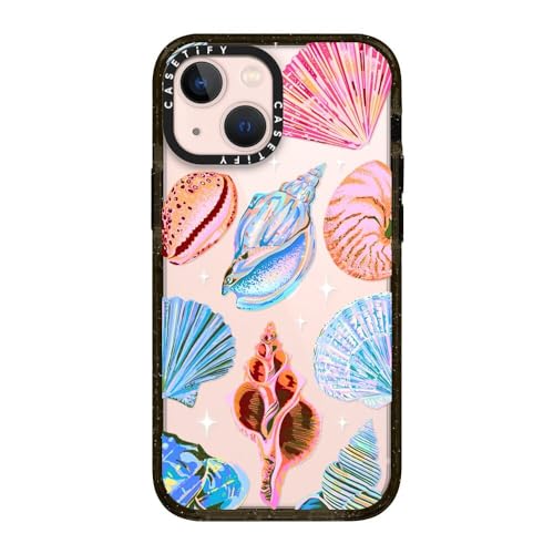 CASETiFY (�P�[�X�e�B�t�@�C) �C���p�N�g�P�[�X iPhone 13 Mini�p [Slim / 8.2�t�B�[�g �R�p�O���[�h��4�{�̗����ɑ΂���ی�/���C�����X�[�d�Ή�] - �V�[�V�F�� - �N���A�u���b�N