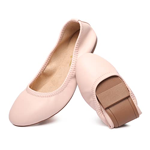 Image of LM Women's Ballet Flats Round Toe Slip On Flats Shoes Casual Dress Shoes Foldable Portable Travel Ballet Flat