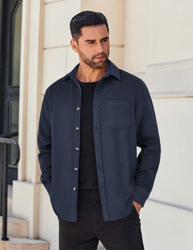 COOFANDY Mens Flannel Shirts Long Sleeve Lightweight Plaid Shirt Casual Button Down Shirts Jacket3