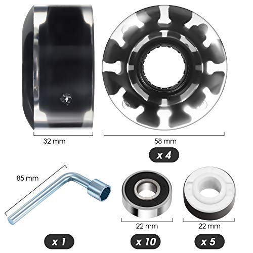 image for Sumind 4 Piece LED Roller Skate Wheels Luminous Quad Skate Wheels Outd