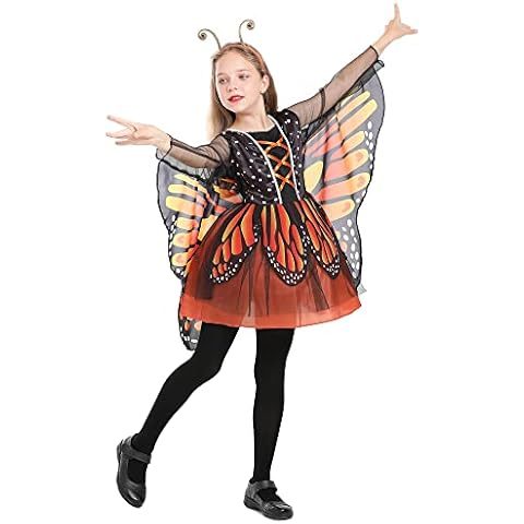 Seasons Beauty Butterfly Costume Orange Halloween Costume for Girls (M(8-10)) Cover