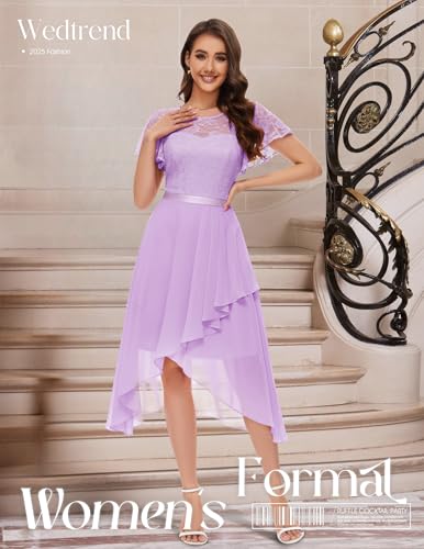 Image of Wedtrend Women's Formal Wedding Guest Dress Ruffle Bridesmaid Dress Flutter Sleeve Prom Dresses for Teens