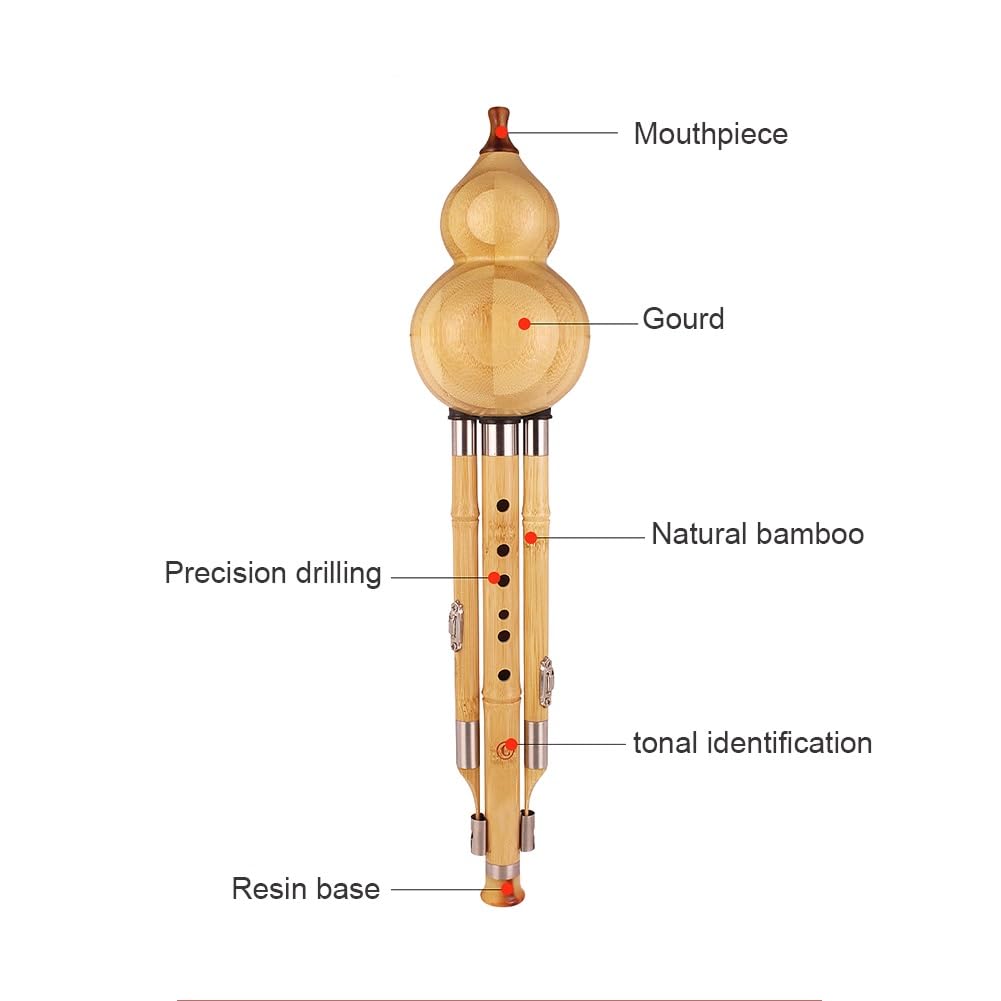 Cucurbita Flauto Bambù Strumento musicale tradizionale cinese Hulusi per principianti Amatori musicali (Size : C key)