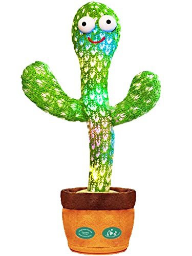Image of Keculf Cactus Toy - Talking, Dancing Singing Cactus Toy, Mimicking Musical Tummy Time Toys with LED Light, Repeats What You Say with Songs in English for Babies, Interactive Mimic Gift Box Packaging