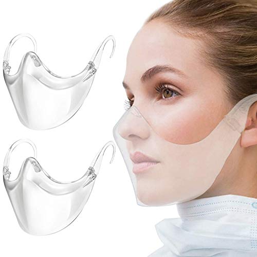 Transparent_Face_Mask, Clear Combine Plastic Reusable Clear Face Bandanas, Upgraded Breathable, Visible Expression, for Adults (2 pcs)
