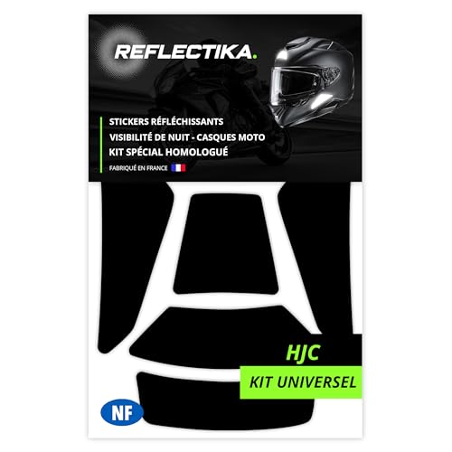 Kit Spécial Autocollants Stickers Réfléchissants pour Casque Moto HJC Kit Universel - Adhésif Noir de Signalisation Homologués Normes Française -...
