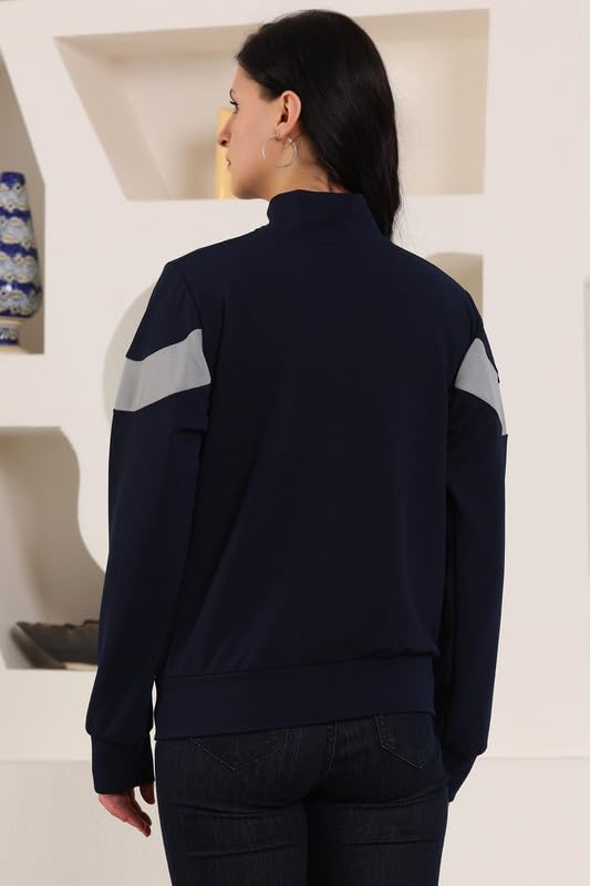 Jhoomantroo Women's Atheletic Gym Running Sports TrackJacket | Regular Casual Fit | TrackJacket for Girls & Women Navy 1