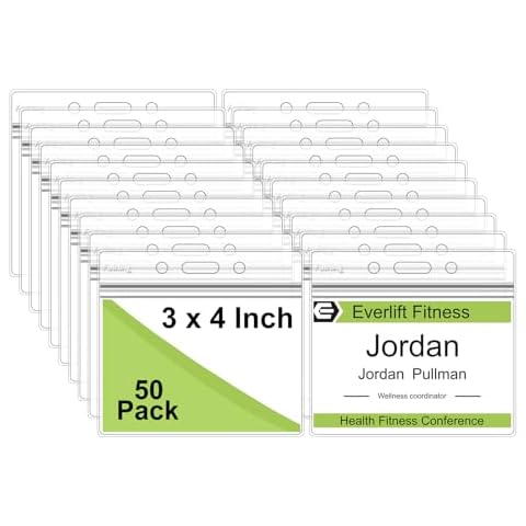 Fushing Pack of 50 Clear Badge Holders Cover