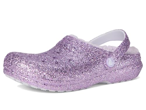 Crocs Unisex Kids Clog, Classic Lined Chunky Glitter Clog T, Purple Moon, 4 UK Child