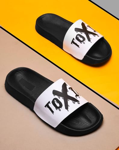 Image of PERY-PAO Sliders Mens White, Black, Grey, Sky blue Design Toxic, Spider, Dope, Panda Printed Flip Flop & Slippers