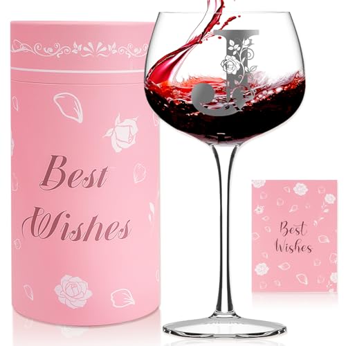 Gifts for Women Birthday Gifts for Women Her Personalized Gin Glass Wine Glass with Box Personalised Monogrammed Gift Birthday Christmas Valentine Friendship Wedding Gifts Best Friend Gift 16 oz