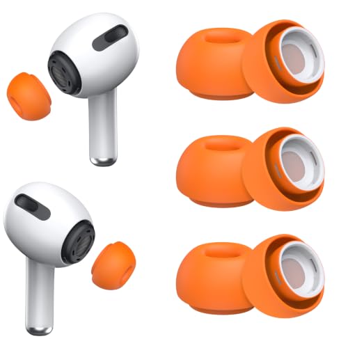 Image of 3 Pairs Replacement Ear Tips for AirPods Pro 2nd & 1st(Small, Orange) | with Noise Reduction Hole, Silicone Ear Tips with Portable Storage Box, Fit in the Charging Case