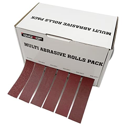QYQRQF Schmirgeltuchrolle, 6 Körnungen Schleifpapier Rollen Sortiert Schleifpapier mit Spender für Holzbearbeitung Automotive Metall Polieren, 80 150 240 320 400 600 Körnungen pro Rolle 6 Meter Cover