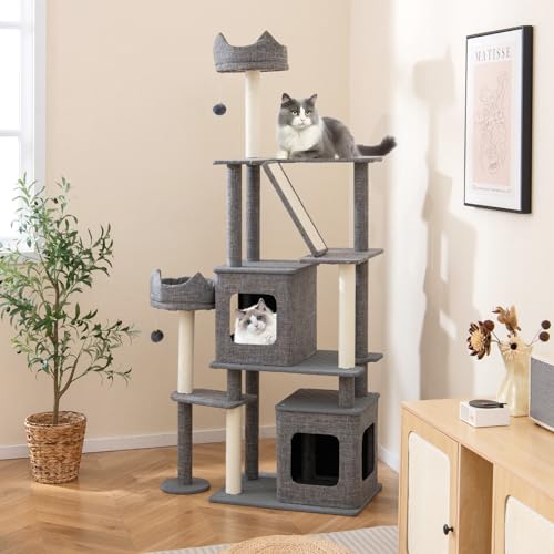 Tangkula Árbol para Gatos Alto 71 Pulgadas con Rascadores y Condos miniatura 2