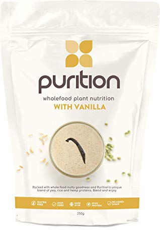 Purition Vegan Vanilla Dairy Free Natural Protein Powder for Keto Diet Shakes and Meal Replacements Shakes - 250g