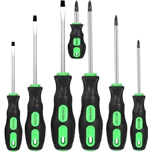 7-Piece Magnetic Screwdrivers Set, 4 Phillips and 3 Flat, Professional Cushion Grip Screwdriver Set