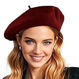 French Wool Wine Red Beret Hats for Women Man Solid Color Classic Beanie Winter Cap Painter Berets.