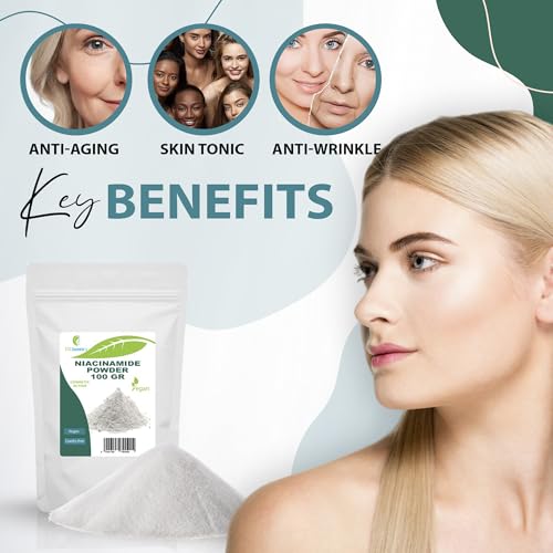 Niacinamid-Pulver 100 g (Vitamin B3, Nicotinamid, Vitamin PP) – geeignet für ein breites Spektrum kosmetischer Anwendungen in der Haut- und Haarpflege
