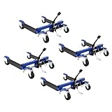 Car Wheel Dolly Jack Set, 6000LBS Capacity Wheel Dolly with Hydraulic Tire Jack & Twin Rollers, Heavy Duty Rollers with Foot Pedal for Tire Auto Repair Moving - Set of 4