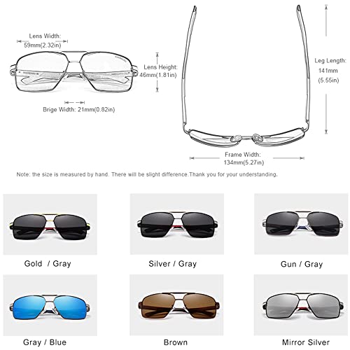 KINGSEVEN Pilot Polarized Square Sunglasses for Men Classic UV400 Protection Mirrored Lens Fashion Vintage Retro Style 77194
