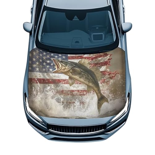 Image of Car Hood Cover,Waterproof Snowproof Car Hood Cover Protector Suitable Most Automotive Sedans Trucks Pickup Sports Cars,Car Accessories Fish Print