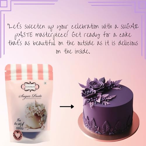 Image of Confect Purple Fondant Icing | Smooth & Easy-to-Roll Edible Fondant | Perfect for Cake Decorating, Sculpting, and Covering Cakes | Chef-Preferred Choice | Vegan, Gluten-Free, Nut-Free, Palm Oil-Free- 250 Gms