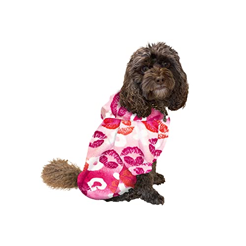 Plush For Life Dog Hoodie for Girls, Dog Sweater Warm Cute Cozy Pet Clothes Dog Winter Coat, Pet Gifts, Love and Kisses, X Large