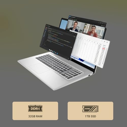 Image of HP 17.3 Business Laptop, Intel 10-Core i5 1334U (Beats i7-1255u), 64GB RAM 2TB SSD, 17 inch FHD(1920 x 1080) 250Nits Display, Backlit Keyboard, Fingerprint Reader, Windows 11 Pro