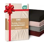 Brentfords Teddy Fleece Fitted Sheet, Soft Warm Single Fitted Sheet Thermal Luxury Winter Bed Sheets Fluffy Cuddly Teddy Bear Bedding Bed Cover Easy to Use Fit, Cream Beige