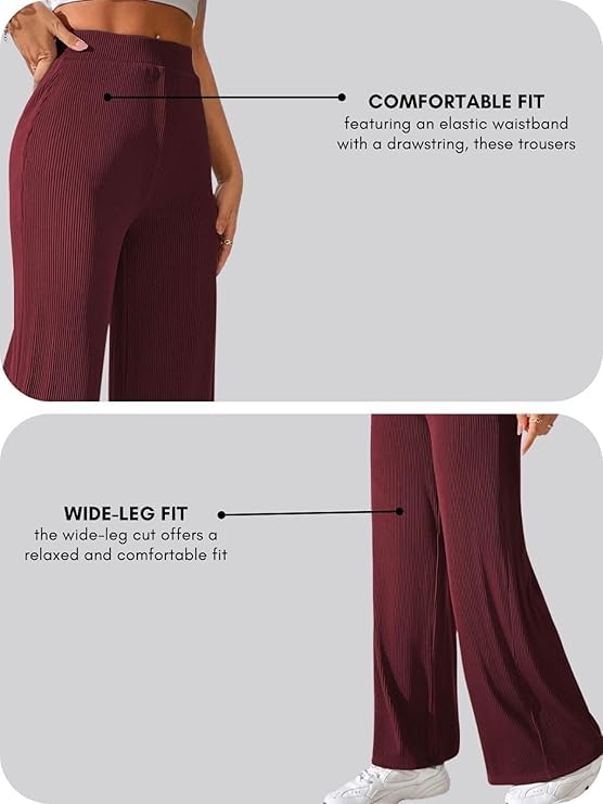 Image of Prenuem Women's High Waist Flared Korean Trousers, Trendy Casual Wear for Daily & Travel Use (Available in Plus Size)