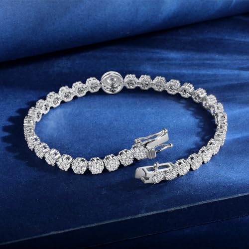 MDFUN Elegant Brilliant Cubic Zirconias Tennis Bracelet for Women, White Gold Plated, 6.5-7.5 Inch Length2