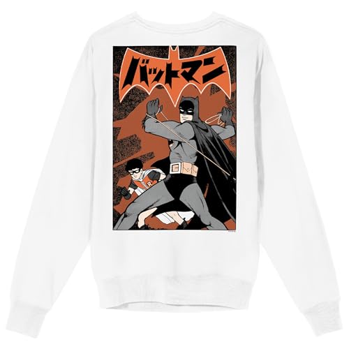 Batmanga Front And Back Cover Art Crew Neck Long Sleeve White Adult Sweatshirt3