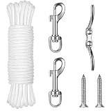 KAHACIYO Flag Pole Parts Kit, Flagpole Hardware Parts- 50 Ft Flag Pole Rope, Flagpole Snaps Hooks, 6