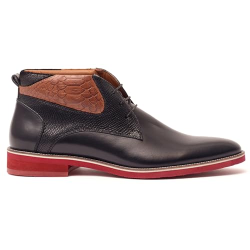 Image of Carlos Santana Morello Lace-Up Traditional Chukka Boots for Men | Lightweight EVA Outsole & Cushion Comfort Leather Footbed | with Crocodile Print on Calfskin Leather