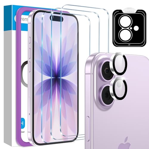 Image of Fotbor Compatible with 3 Pack iPhone 17 Screen Protector With 1 Set Camera Lens Protector, 2025 Upgrade 9H+ Premium Tempered Glass, Easy Installation Kits, 6.3 inch