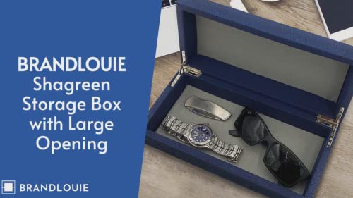 Brandlouie Decorative Shagreen Box With Lid, Navy Blue Faux Leather Storage Boxes, Desk Top Or Night Stand Organizer Box For Dresser, Fits Jewelry, Watches, And Small Items #TOP6
