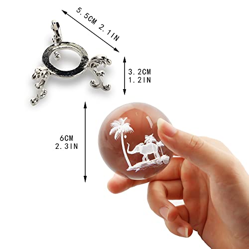 Zeershee 3D Glass Laser Elephant Ball Figurines 3D Crystal Ball With Stand Home Office Table Decoration Glass Paperweights For Kids Women #TOP6