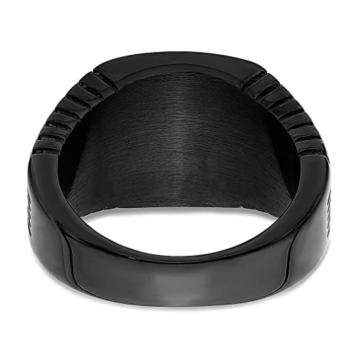 Stainless Steel Black Plated Cubic Zirconia Cz Signet Ring Man Fashion Jewelry For Dad Mens Gifts For Him #TOP4