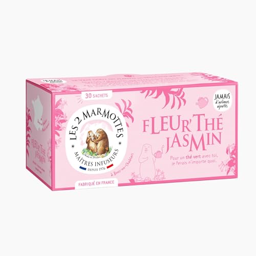 Les 2 Marmottes Fleur’thé Jasmin - Thé vert 100% BIO floral au jasmin - Relaxant et apaisant -...