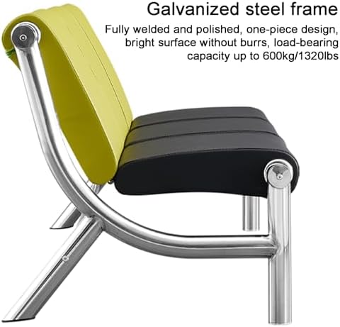 Stylish 3-Seat PU Leather Reception Bench - Comfortable Waiting Room Chairs for Office, Airport, Bank, Salon & Hospital - Elegant Blue Furniture for Guests